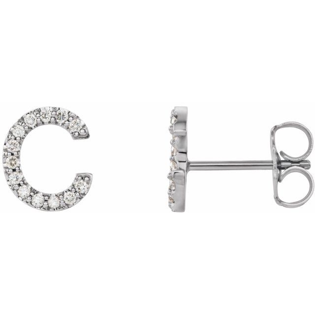 Sterling Silver 1/10 CTW Natural Diamond Initial C Earrings