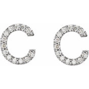Sterling Silver 1/10 CTW Natural Diamond Initial C Earrings