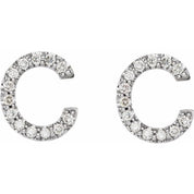 Sterling Silver 1/10 CTW Natural Diamond Initial C Earrings
