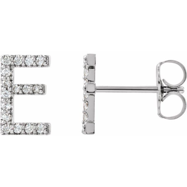 Platinum .06 CTW Natural Diamond Initial E Earring - Elegant Jewelry by Platinum - Motek Jewelry