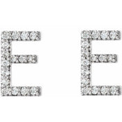 Platinum 1/8 CTW Natural Diamond Initial E Earrings