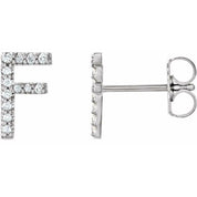 14K White .08 CTW Natural Diamond Initial F Earrings