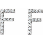 Sterling Silver .08 CTW Natural Diamond Initial F Earrings