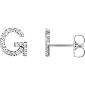 Platinum 1/8 CTW Natural Diamond Initial G Earrings