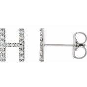 Platinum 1/8 CTW Natural Diamond Initial H Earrings