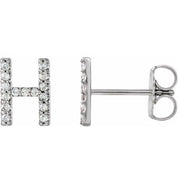 Sterling Silver 1/8 CTW Natural Diamond Initial H Earrings