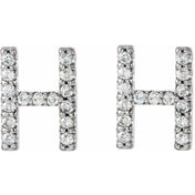 Sterling Silver 1/8 CTW Natural Diamond Initial H Earrings