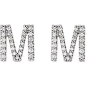 Platinum 1/5 CTW Natural Diamond Initial M Earrings