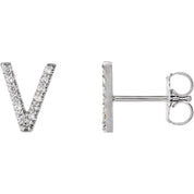 Platinum .03 CTW Natural Diamond Initial V Earring