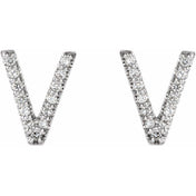 Sterling Silver .07 CTW Natural Diamond Initial V Earrings