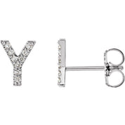 14K White .04 CTW Natural Diamond Initial Y Earring