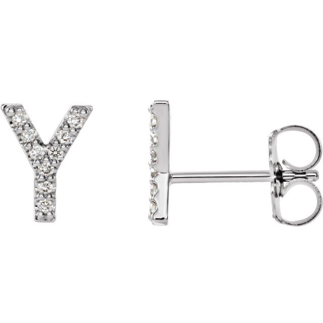 14K White .04 CTW Natural Diamond Initial Y Earring