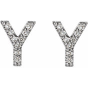 14K White .07 CTW Natural Diamond Initial Y Earrings