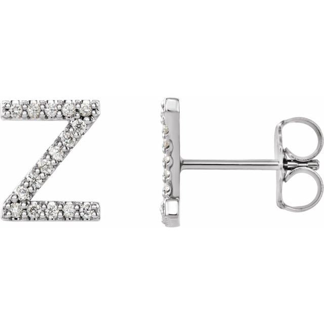 Platinum 1/8 CTW Natural Diamond Initial Z Earrings - Elegant Jewelry by Platinum