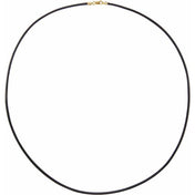 14K Yellow 2 mm Black Leather 18" Cord