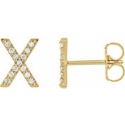 14K Yellow 1/10 CTW Natural Diamond Initial X Earrings