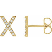 14K Yellow 1/10 CTW Natural Diamond Initial X Earrings