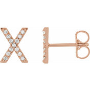 14K Rose 1/10 CTW Natural Diamond Initial X Earrings