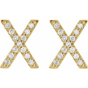 14K Yellow 1/10 CTW Natural Diamond Initial X Earrings