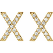 14K Yellow 1/10 CTW Natural Diamond Initial X Earrings