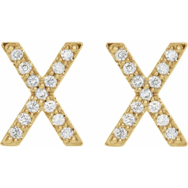 14K Yellow 1/10 CTW Natural Diamond Initial X Earrings