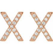 14K Rose 1/10 CTW Natural Diamond Initial X Earrings