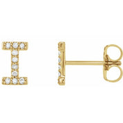 14K Yellow .08 CTW Natural Diamond Initial I Earrings