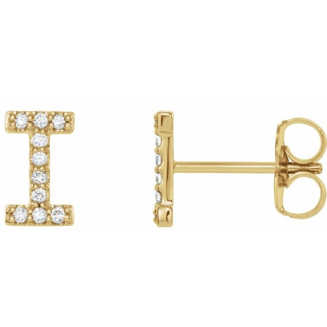 14K Yellow .08 CTW Natural Diamond Initial I Earrings