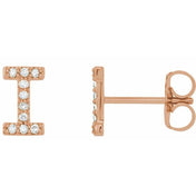 14K Rose .08 CTW Natural Diamond Initial I Earrings
