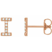 14K Rose .08 CTW Natural Diamond Initial I Earrings