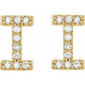 14K Yellow .08 CTW Natural Diamond Initial I Earrings