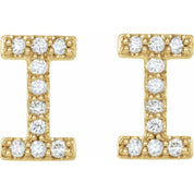14K Yellow .08 CTW Natural Diamond Initial I Earrings