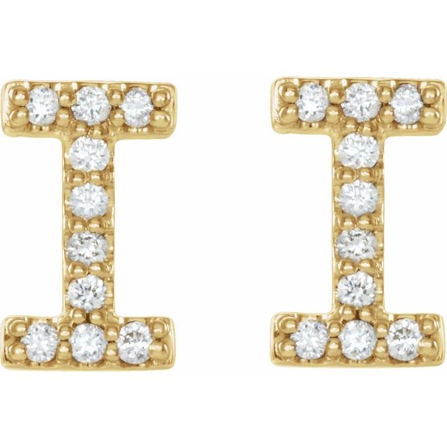 14K Yellow .08 CTW Natural Diamond Initial I Earrings