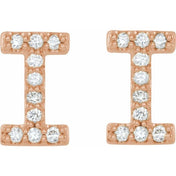 14K Rose .08 CTW Natural Diamond Initial I Earrings