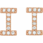 14K Rose .08 CTW Natural Diamond Initial I Earrings