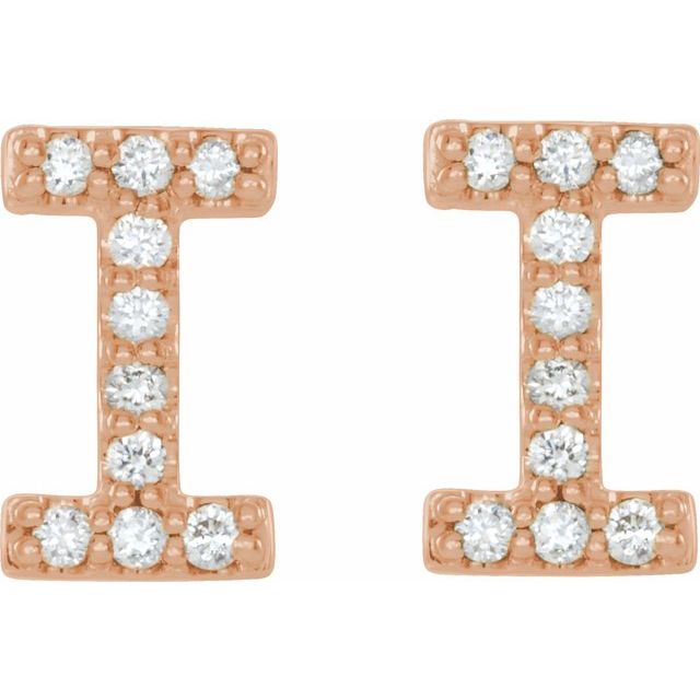 14K Rose .08 CTW Natural Diamond Initial I Earrings