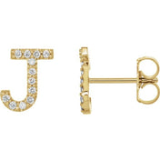 14K Yellow 1/10 CTW Natural Diamond Initial J Earrings