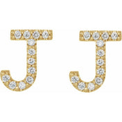 14K Yellow 1/10 CTW Natural Diamond Initial J Earrings