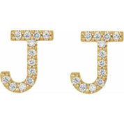 14K Yellow 1/10 CTW Natural Diamond Initial J Earrings