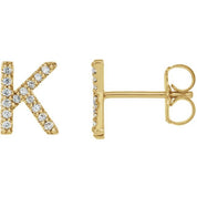 14K Yellow .05 CTW Natural Diamond Initial K Earring