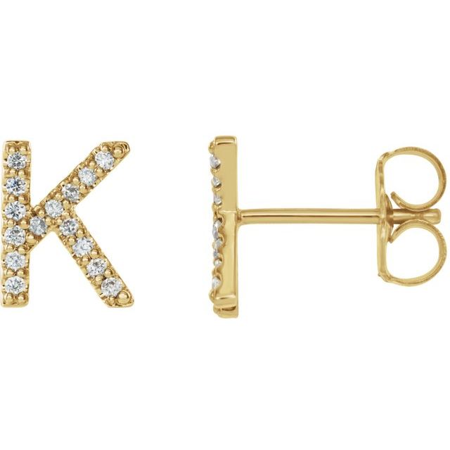 14K Yellow .05 CTW Natural Diamond Initial K Earring