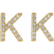14K Yellow 1/8 CTW Natural Diamond Initial K Earrings