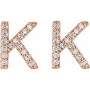 14K Rose 1/8 CTW Natural Diamond Initial K Earrings