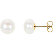 14K Yellow Panache? Cultured White Freshwater Pearl Stud Earrings
