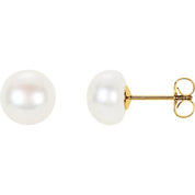 14K Yellow Panache? Cultured White Freshwater Pearl Stud Earrings