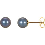 14K Yellow Panache? Cultured Black Freshwater Pearl Stud Earrings