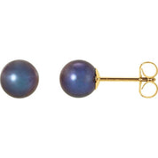 14K Yellow Panache? Cultured Black Freshwater Pearl Stud Earrings