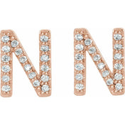 14K Rose 1/8 CTW Natural Diamond Initial N Earrings
