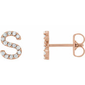 14K Rose 1/10 CTW Natural Diamond Initial S Earrings