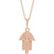 14K Rose Hamsa 16-18" Necklace